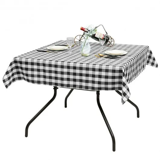 10 Pcs 52" x 52" Square Polyester Plaid Dinner Tablecloth-Black