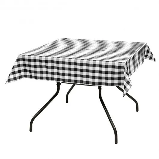 10 Pcs 52" x 52" Square Polyester Plaid Dinner Tablecloth-Black