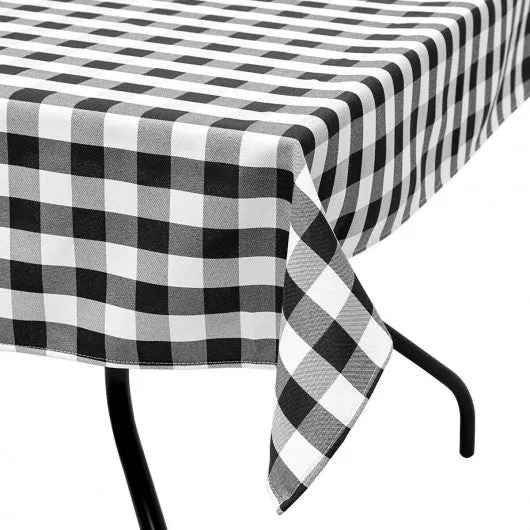 10 Pcs 52" x 52" Square Polyester Plaid Dinner Tablecloth-Black