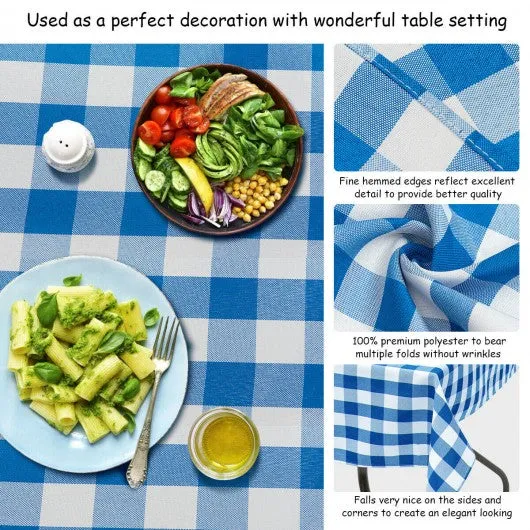 10 Pcs 52" x 52" Square Polyester Plaid Dinner Tablecloth-Blue