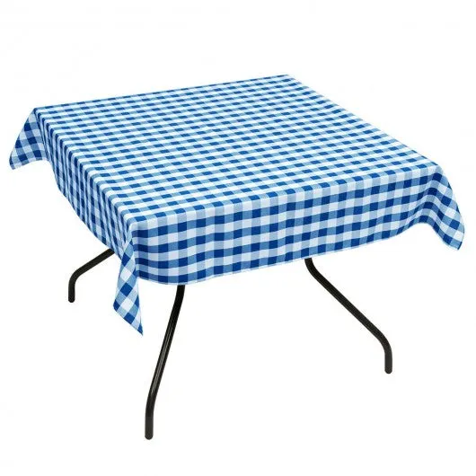 10 Pcs 52" x 52" Square Polyester Plaid Dinner Tablecloth-Blue