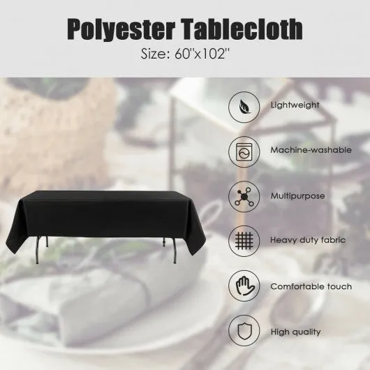 10 pcs 60" x 102" Rectangle Polyester Tablecloth-Black