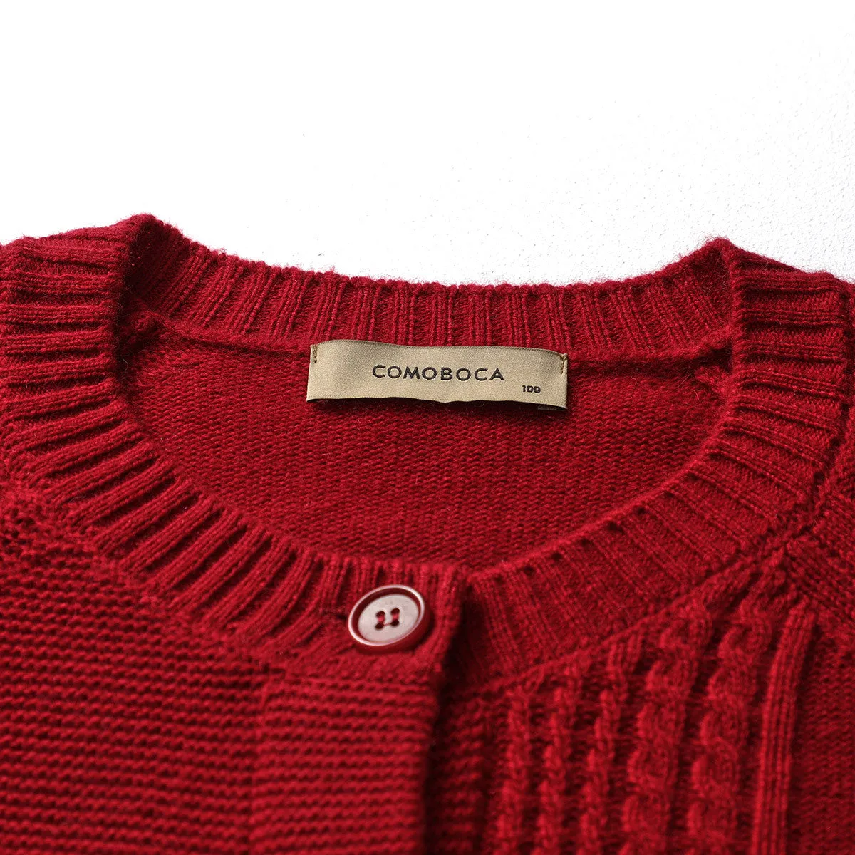 100% Wool Elegant Ribbed Knit Cardigan