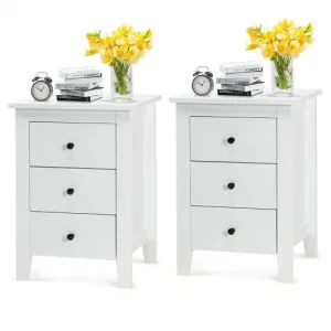 2 pcs Nightstand End Beside Table Drawers