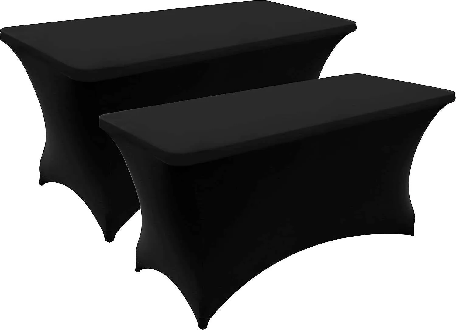 Black 6FT 2 Pcs Spandex Fitted Stretch Tablecloth Rectangular Training Stretch Table Cover For Banquet CAI1447