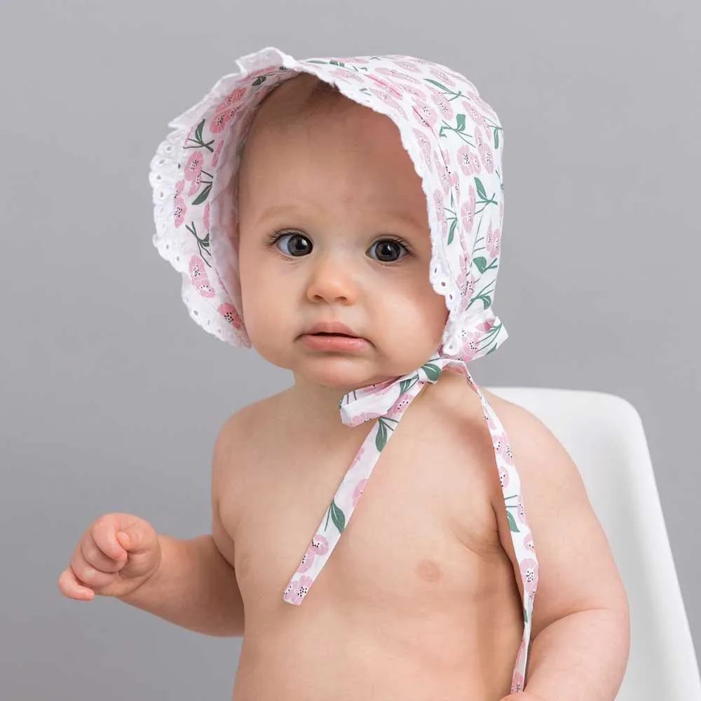 Blush Pink Poppy Bonnet UPF 25   for Infants & Toddlers