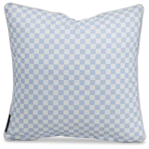 Bondi Steel Blue Check - 45 x 45 cm Piped Outdoor Cushion