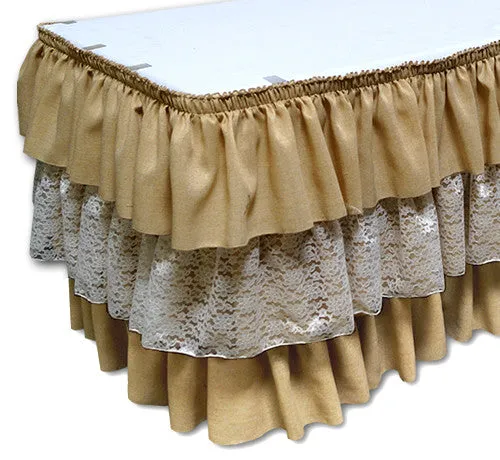 Burlap and Lace Combo - Table Skirt (No Topper)