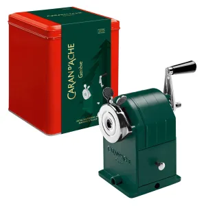 Limited Edition Dark Green CARAN dACHE Metal Rotary Pencil Sharpener with Wonder Forest Design