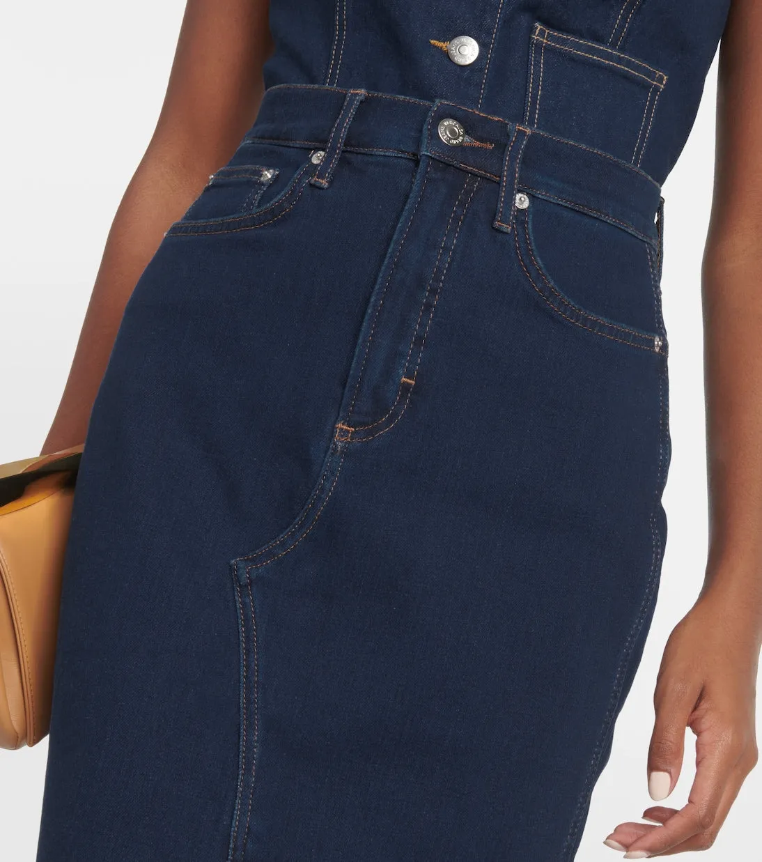 Denim midi skirt breves Veronica Beard, blue