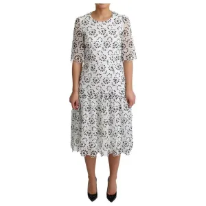 Dolce & Gabbana White Cutout Design Polyester A-line Midi Dress