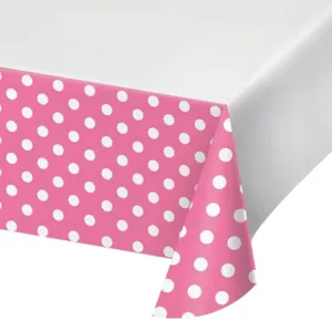 Dots & Stripes Candy Pink Plastic Plastic Tablecover 54x102in