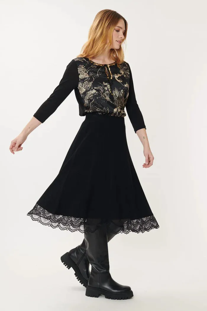 Eden Lace Edge Skirt - Black