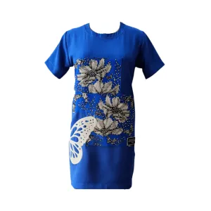 Electric Blue Butterfly T-Shirt Dress