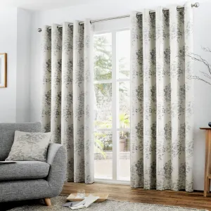 Elmwood Pair of Eyelet Curtains by Curtina in Silver