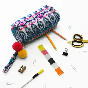 Embellished Tube Make Up Bag - Turquoise