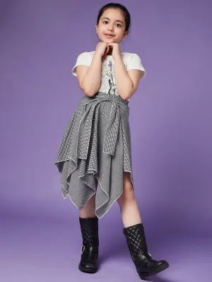 Girls Pure Cotton Top With Checked Skirt