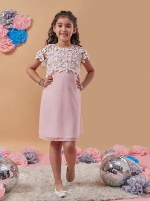 Girls Self Design Georgette A-Line Dress