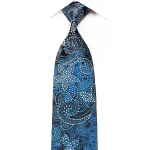 Grand Jour Men's Crystal Silk Necktie Paisley On Black With Blue Sparkles