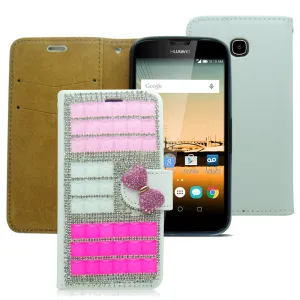 HUAWEI UNION/Y538 FULL PINK BLING 3D BLING WALLET CASE