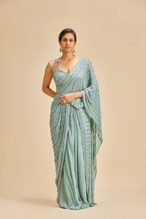 Jade Green Drape Saree