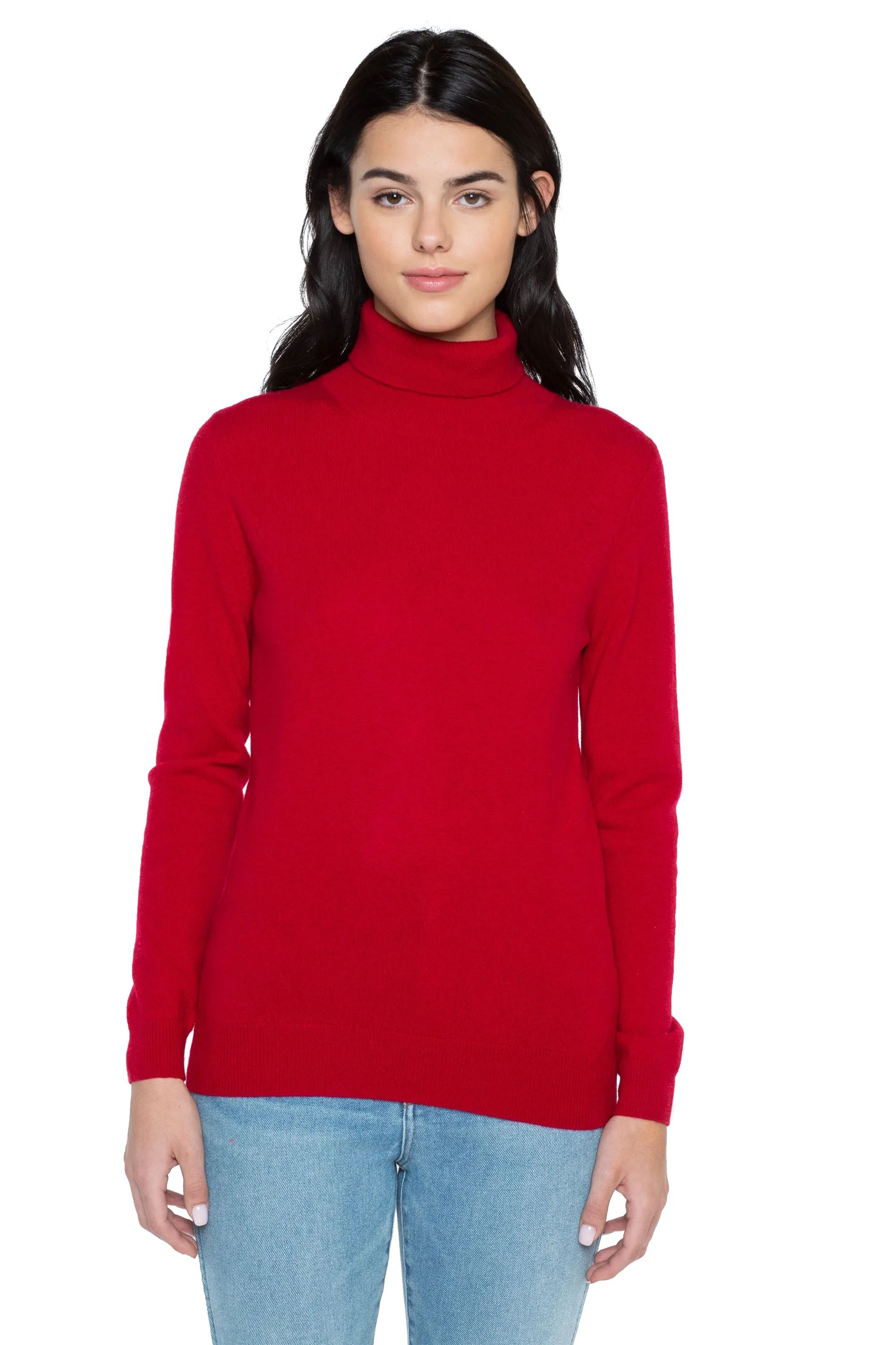 JENNIE LIU Women's 100% Pure Cashmere Long Sleeve Pullover Turtleneck Sweater