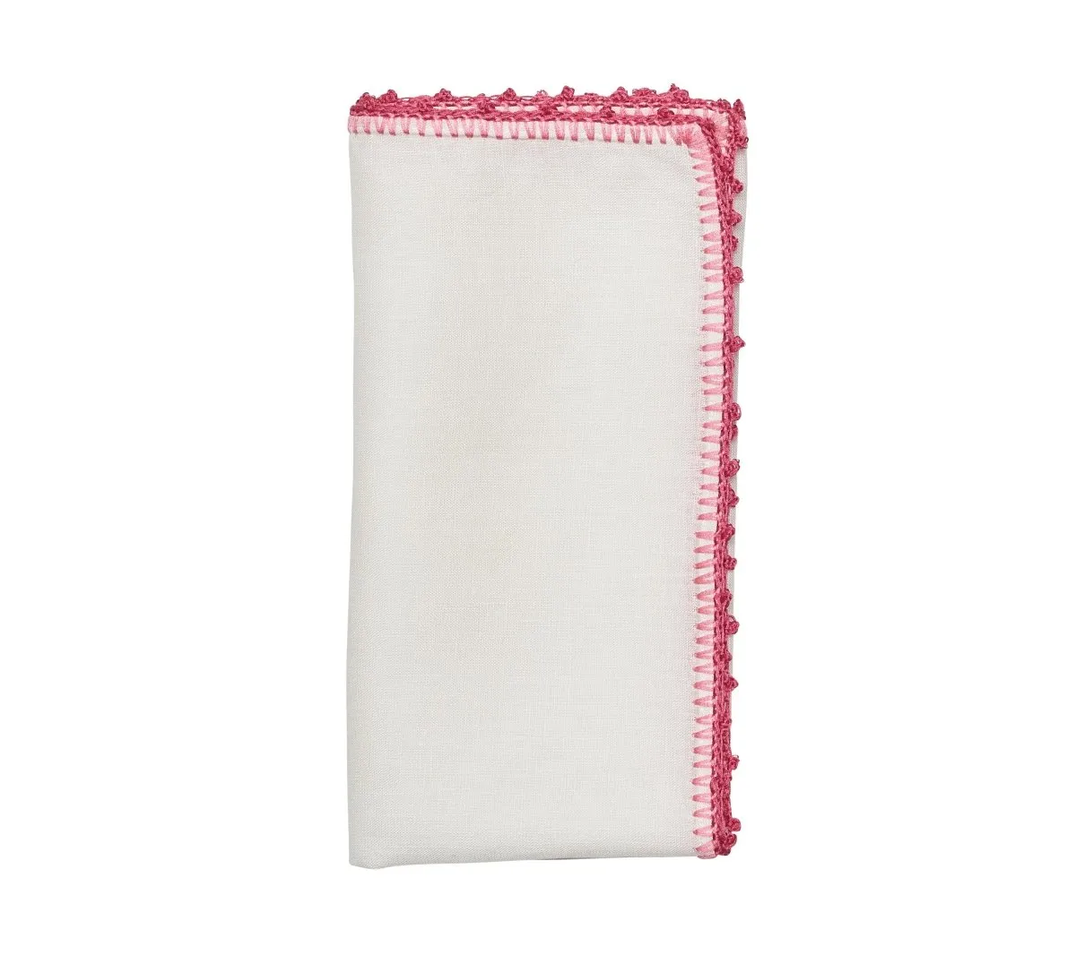 Knotted Edge Napkin in White Pink & Blush Set of 4 by Kim Seybert