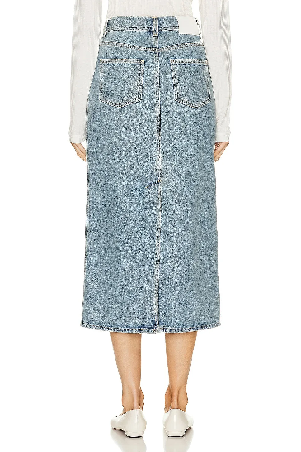 Loulou Studio Rona Denim Long Skirt, Washed Light Blue