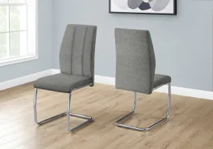 Luxura Duo: Modern Upholstered Dining Chairs - Set of 2, Grey Fabric & Chrome, 39 inch Height