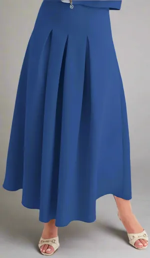 Mia Pleated Long Maxi Skirt - Indigo - Final Sale