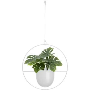 Minimalist Metal Plant Hanger Round Shape-White