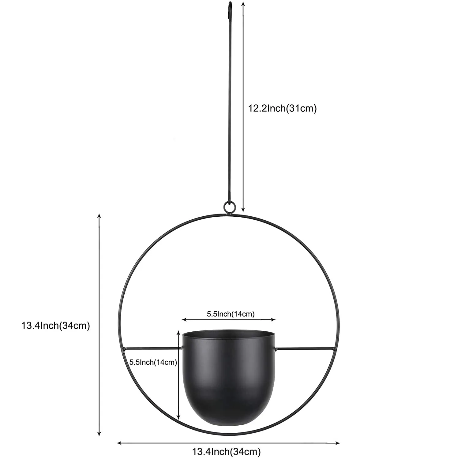 Minimalist Metal Plant Hanger Round Shape-White