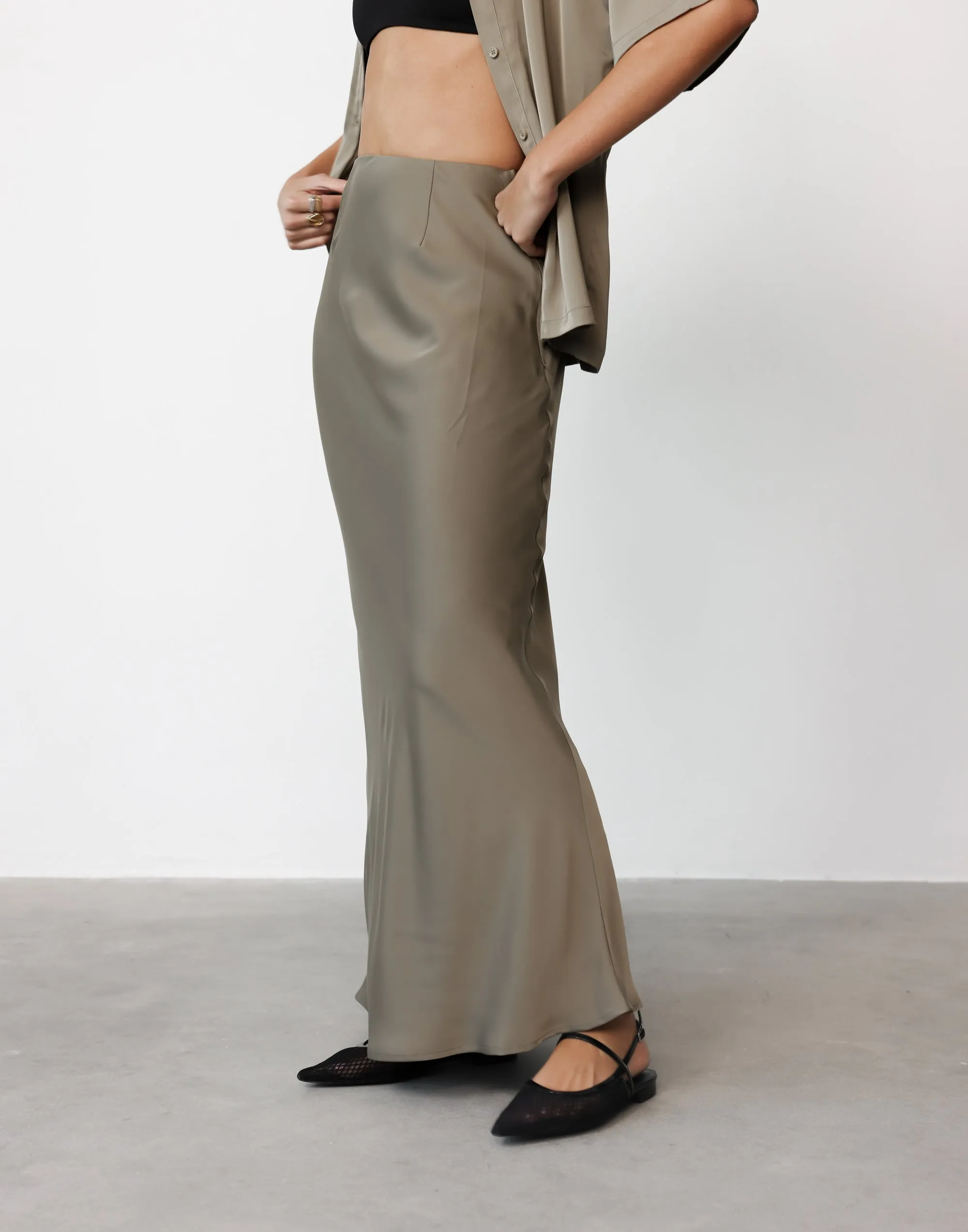 Morena Maxi Skirt (Dusty Olive)