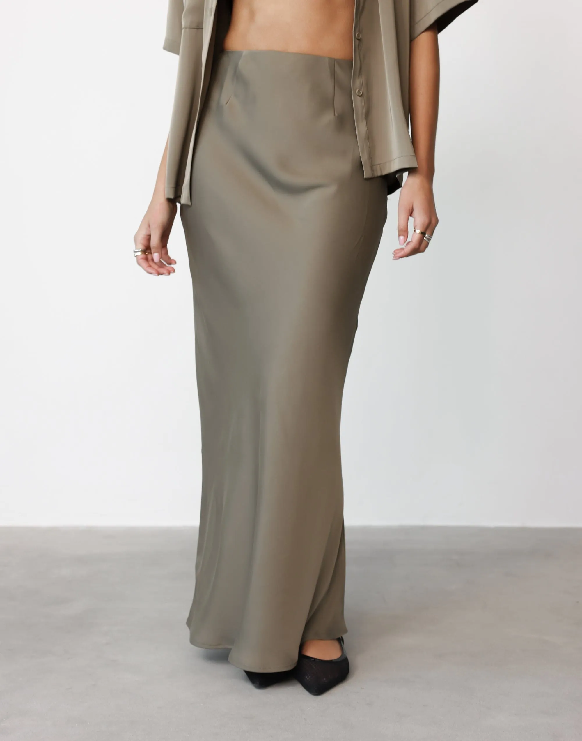 Morena Maxi Skirt (Dusty Olive)