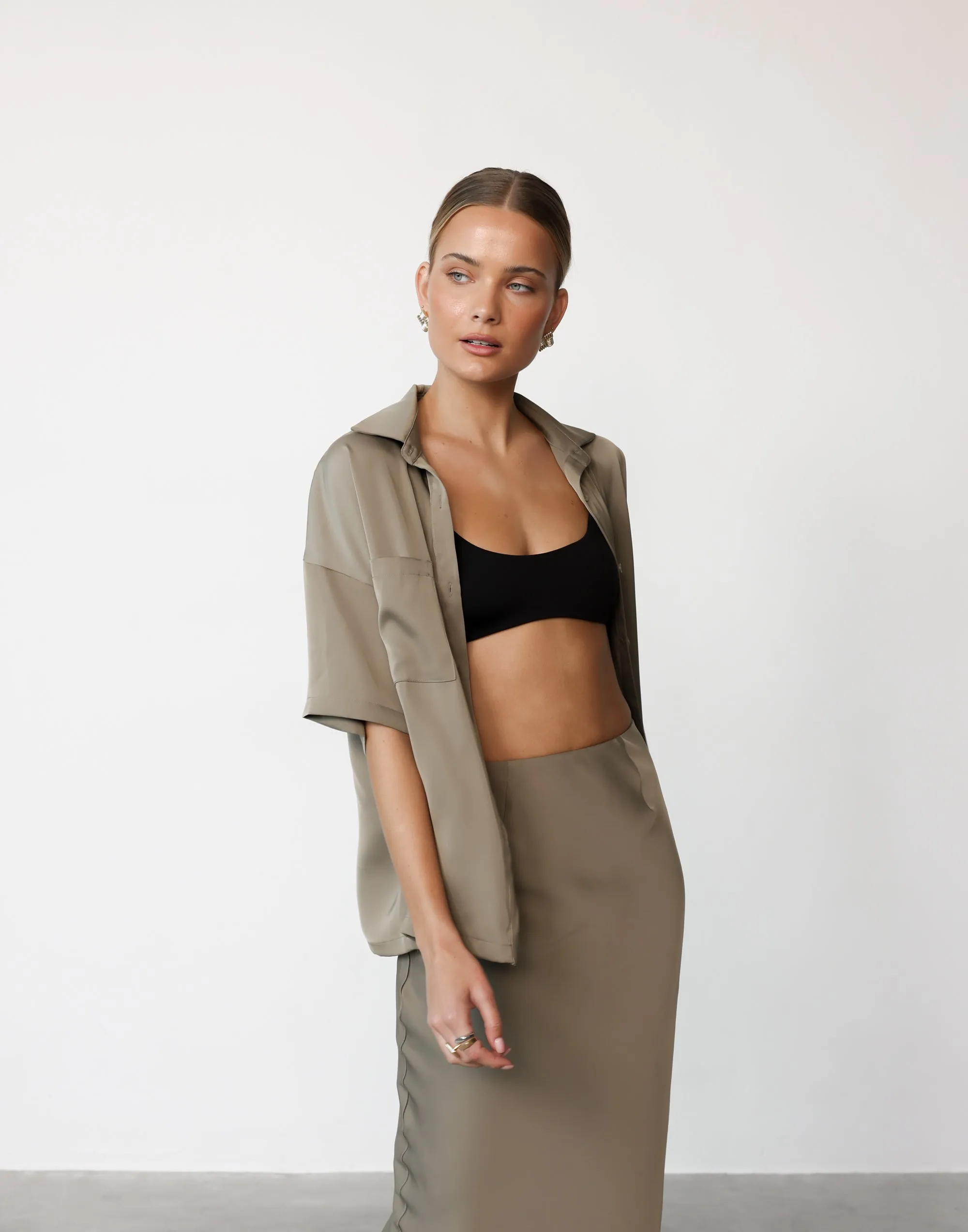 Morena Maxi Skirt (Dusty Olive)