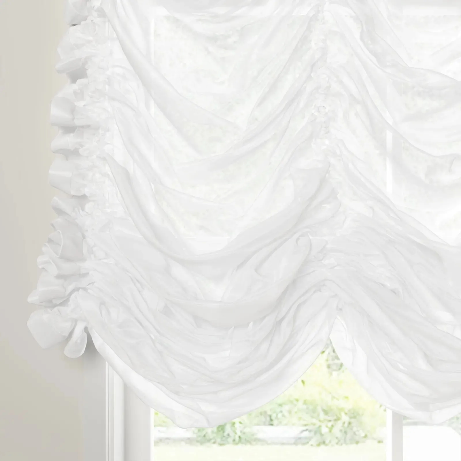 Pleated Austrian Sheer Roman Shade Cord Lift