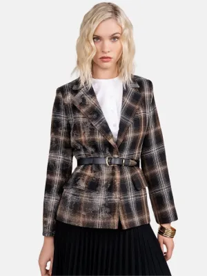 Praia Blazer in Black Plaid