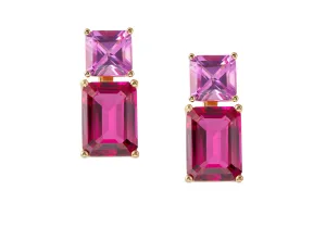 Rectangle Two Tone Pink Drop Earrings