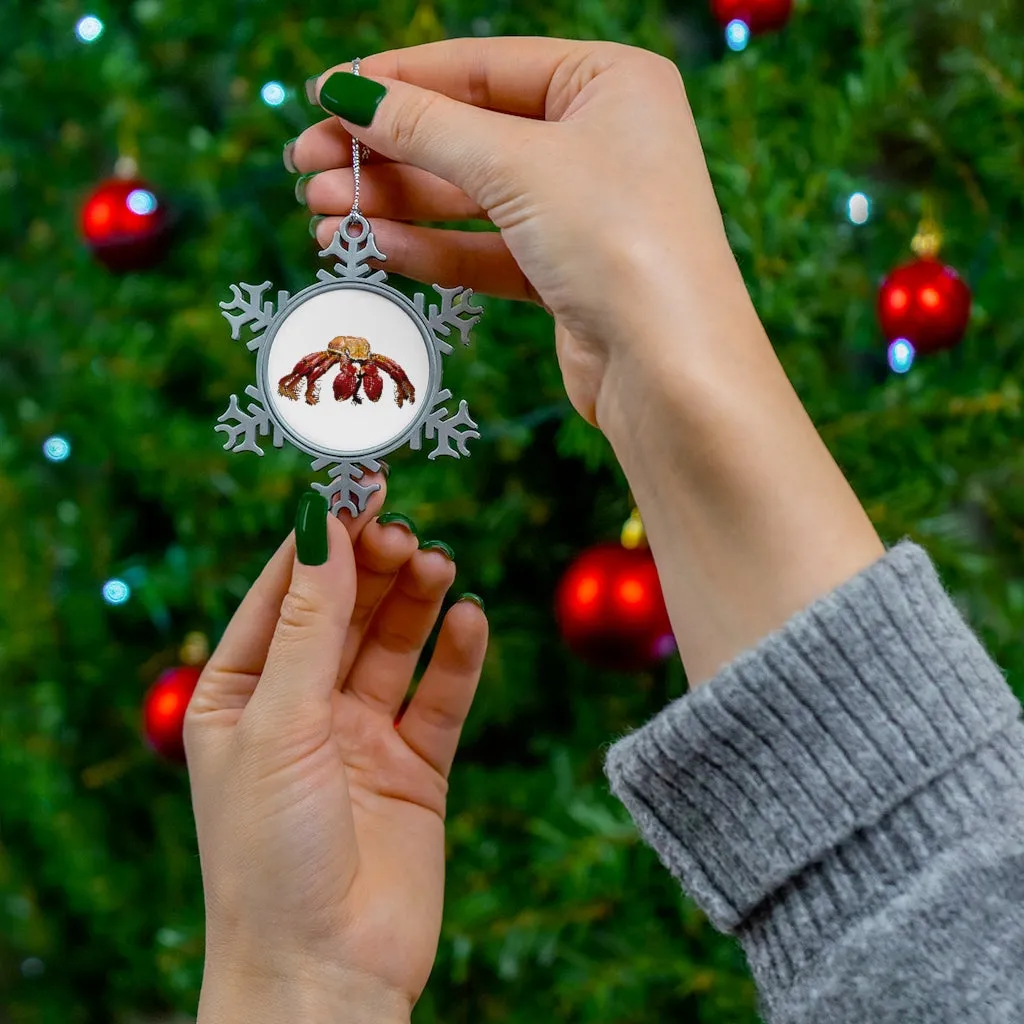 Red Crab Pewter Snowflake Ornament