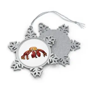 Red Crab Pewter Snowflake Ornament