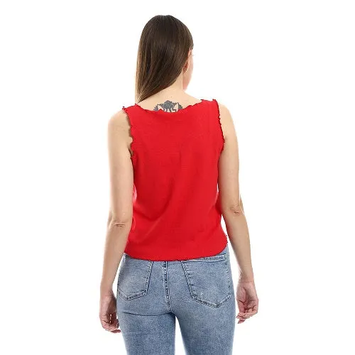 Red Crop Top With Graphic Print