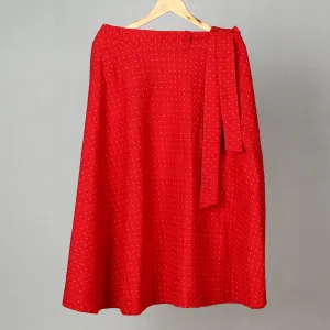 Red - Jacquard Cotton Wrap Around Skirt 22