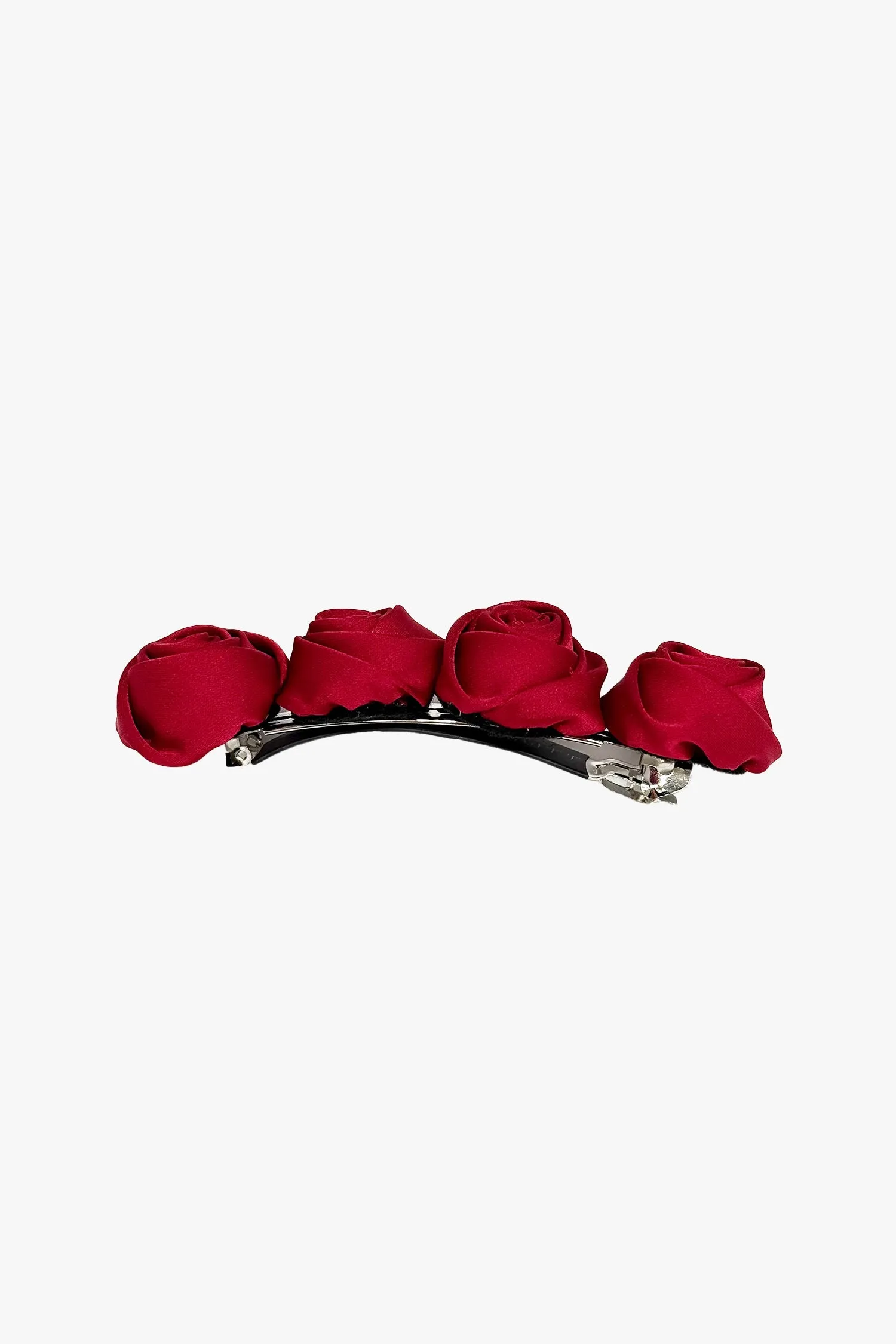 Red Rosette Charm Barrette