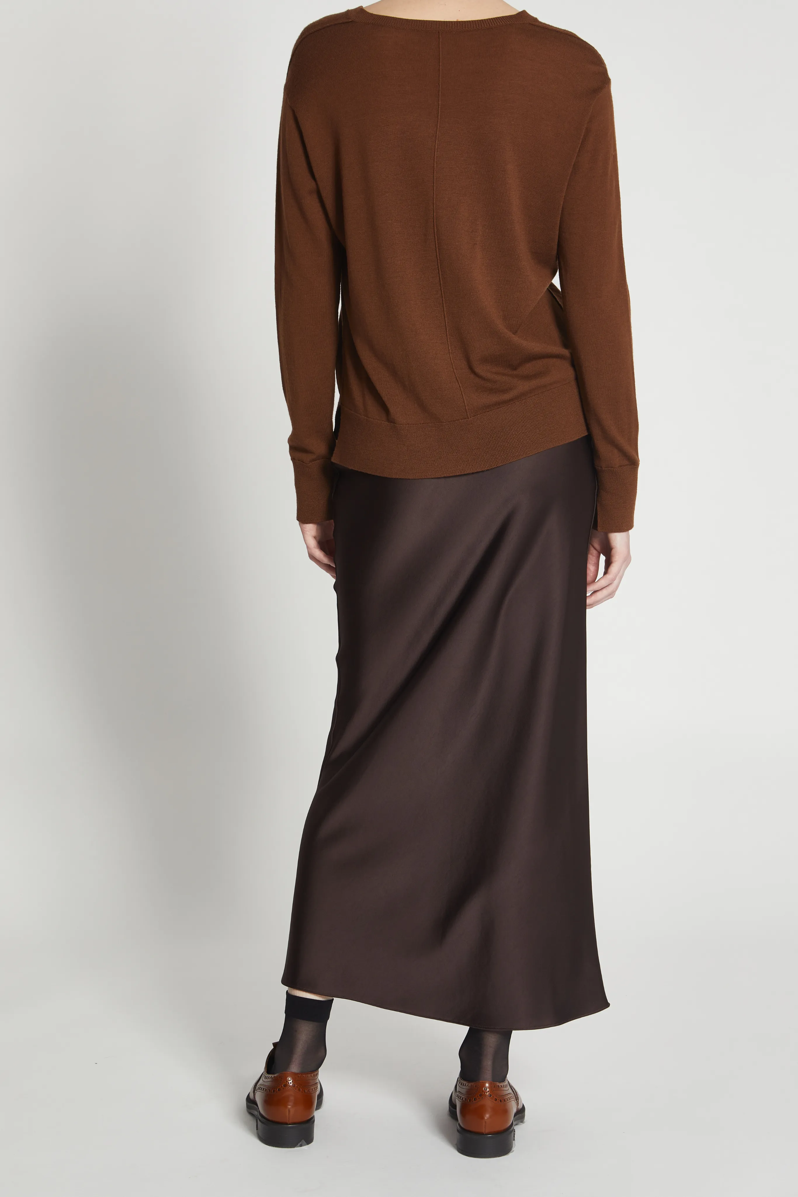 Saint Art New York - Talia Charmeuse Maxi Skirt in Chestnut