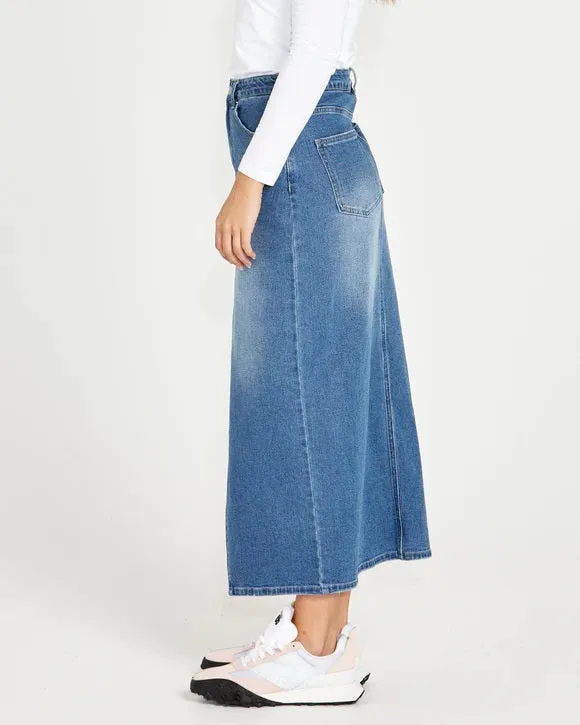 Sass Emerald Denim Maxi Skirt