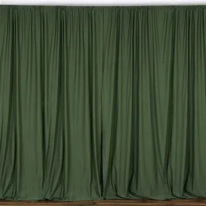 Set Of 2 Willow Green Fire Retardant Polyester Curtain Panel Backdrops Window Treatment With Rod Pockets - 5FTx10FT