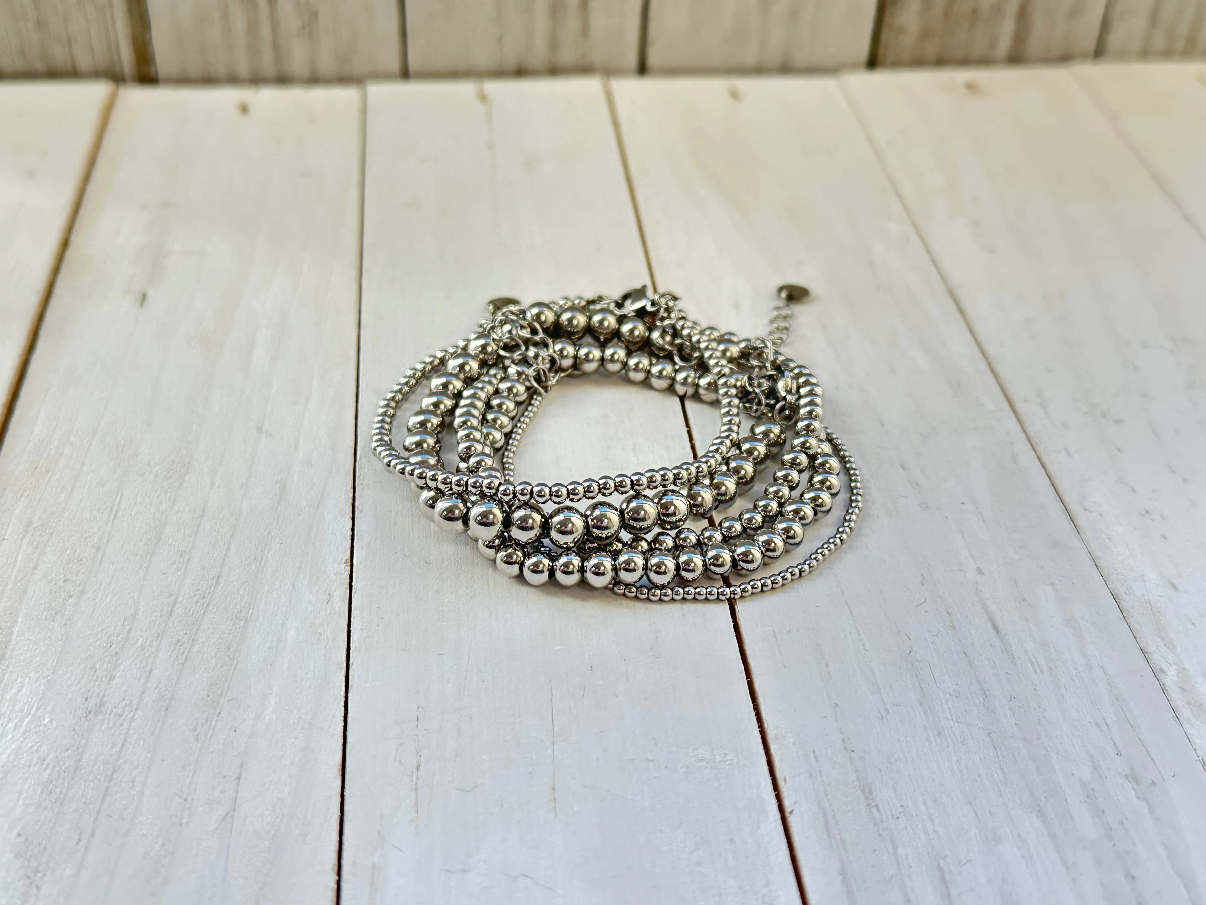 SILVER BALL BRACELETS - Stack or Individual