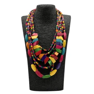 TEEK - Bohemian Multilayer Wood Bead Handmade Necklace