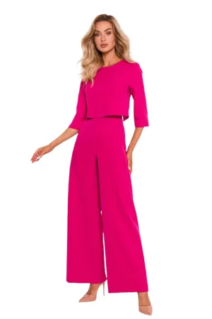 TEEK - Cropped Suit Top Flared Leg Jumpsuit