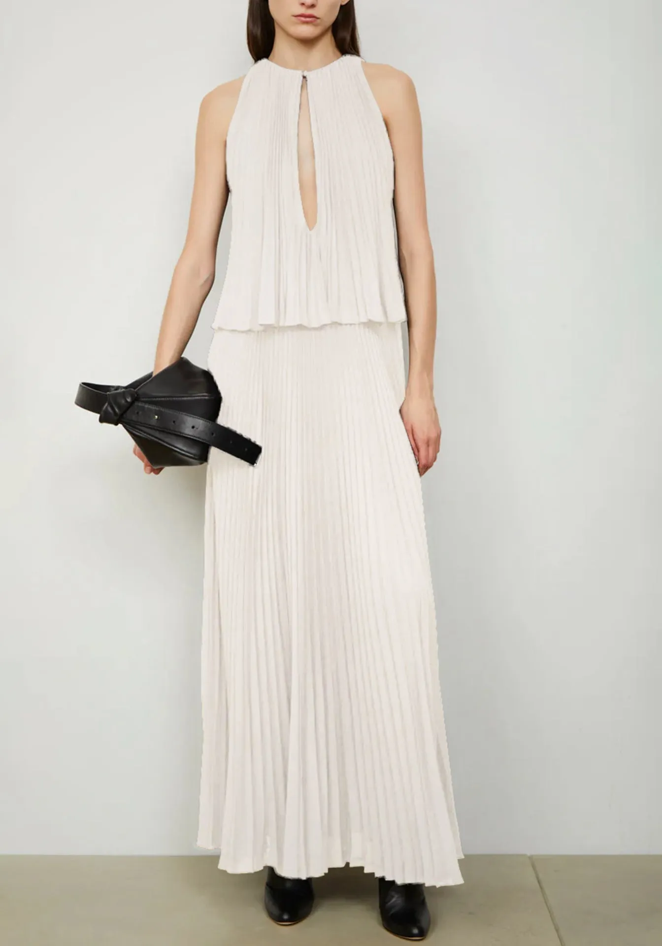 The Hallett Pleated Two Tiered Tea Length Dress